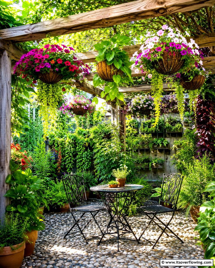 Pergola with Hanging Planters - 20 Small Patio Pergola Ideas for Cozy Outdoor Spaces