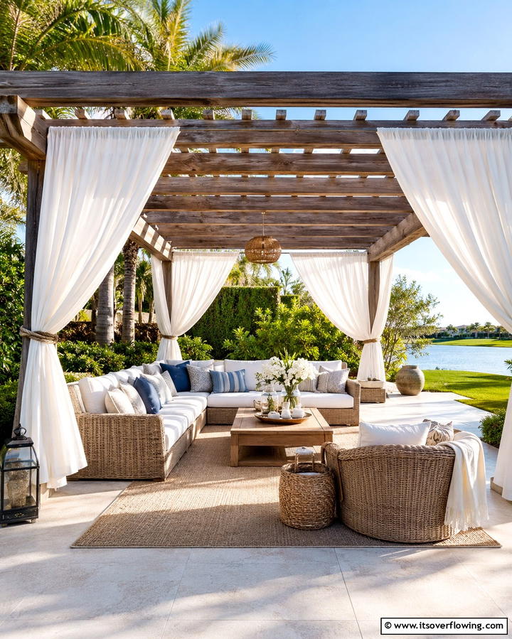 Pergola with Outdoor Curtains - 25 Patio Pergola Ideas for Stylish Outdoor Living