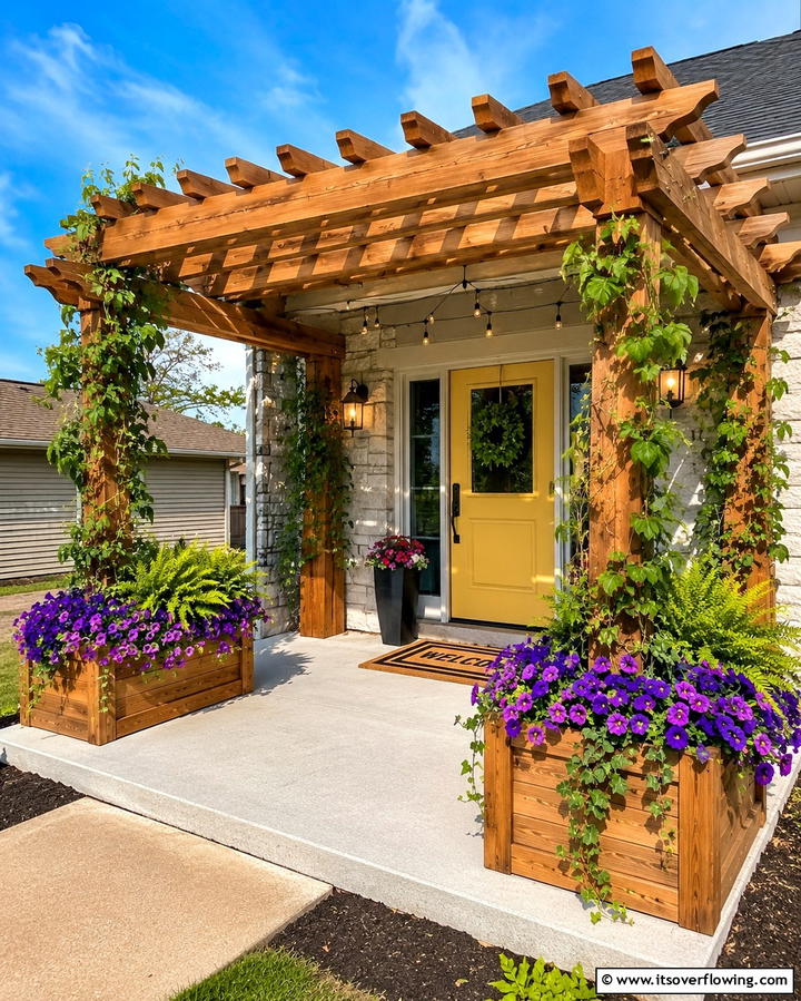 Pergola with Planter Boxes - 25 Front Porch Pergola Ideas for a Charming Entrance