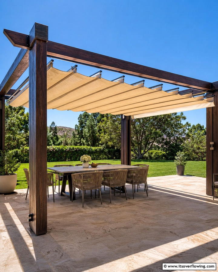 Pergola with Retractable Canopy - 25 Patio Pergola Ideas for Stylish Outdoor Living