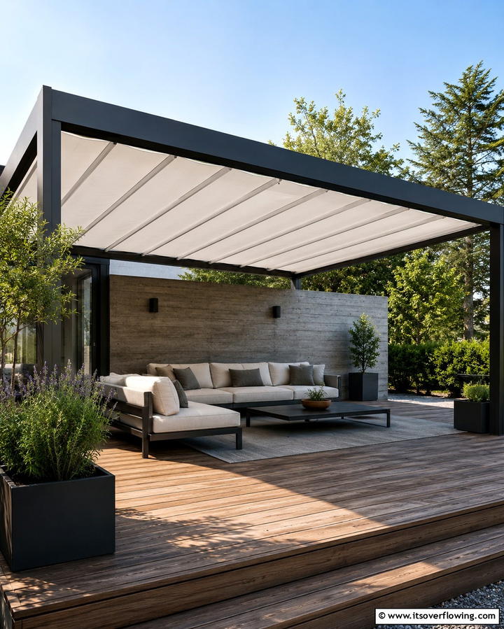 Pergola with Retractable CanopyExact - 30 Creative Shade Ideas for Stylish Outdoor Comfort
