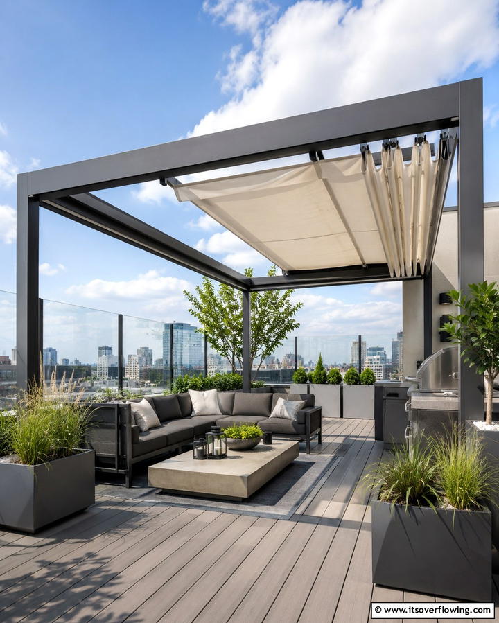 Pergola with Retractable CanopyOne - 30 Creative Shade Ideas for Stylish Outdoor Comfort
