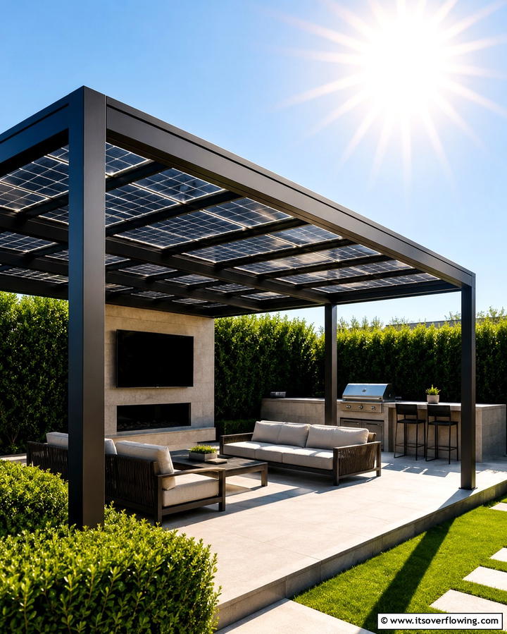 Pergola with Solar Panels - 25 Patio Pergola Ideas for Stylish Outdoor Living