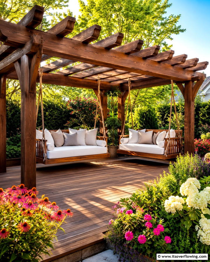 Pergola with Swing Seating - 25 Patio Pergola Ideas for Stylish Outdoor Living