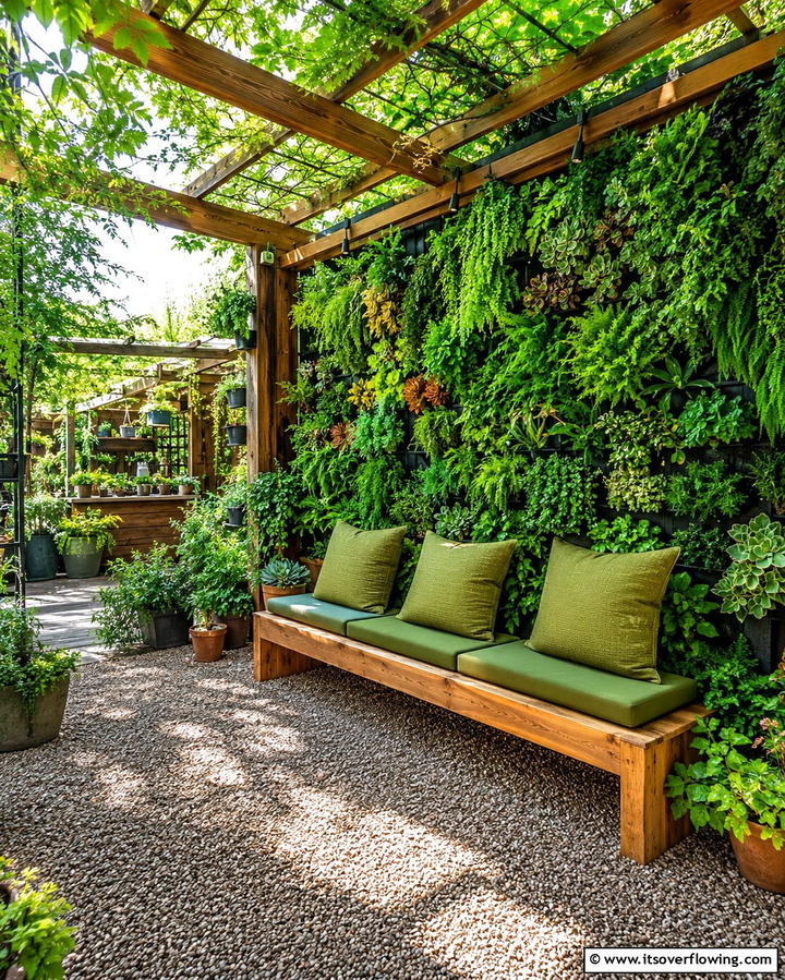 Pergola with Vertical Garden Walls - 25 Small Patio Pergola Ideas for Cozy Outdoor Spaces