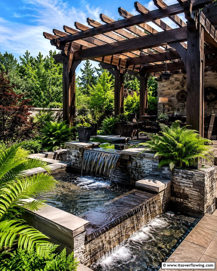 Pergola with a Water Feature - 25 Patio Pergola Ideas for Stylish Outdoor Living