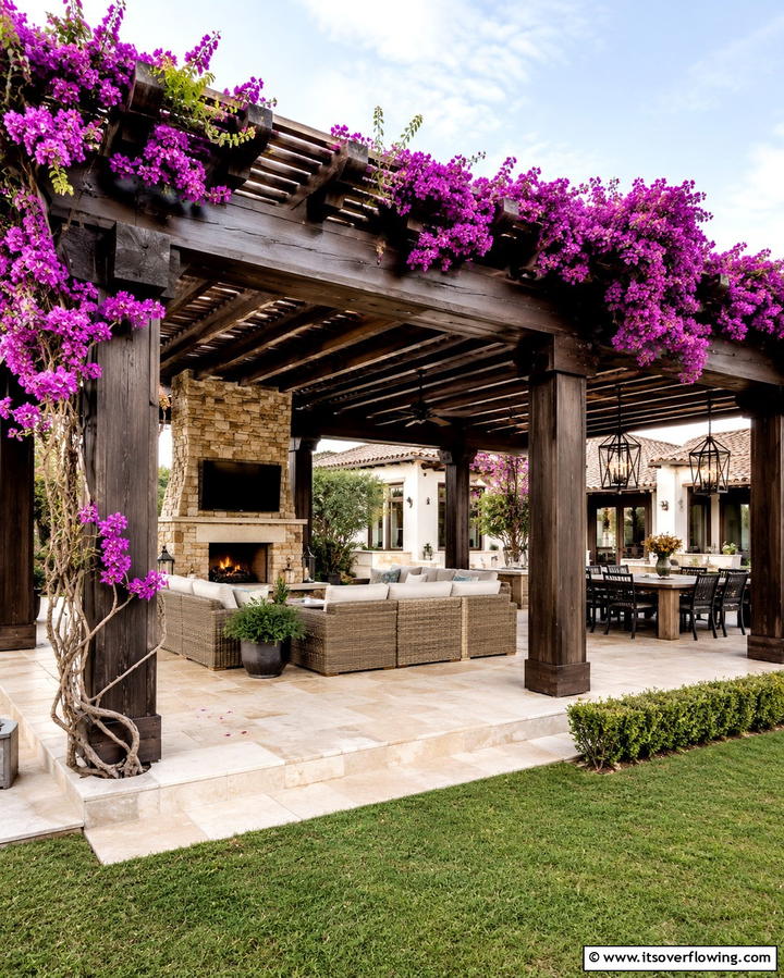 Pergolas for Shaded Outdoor Spaces - 30 Mediterranean House Exterior Ideas for Coastal Charm