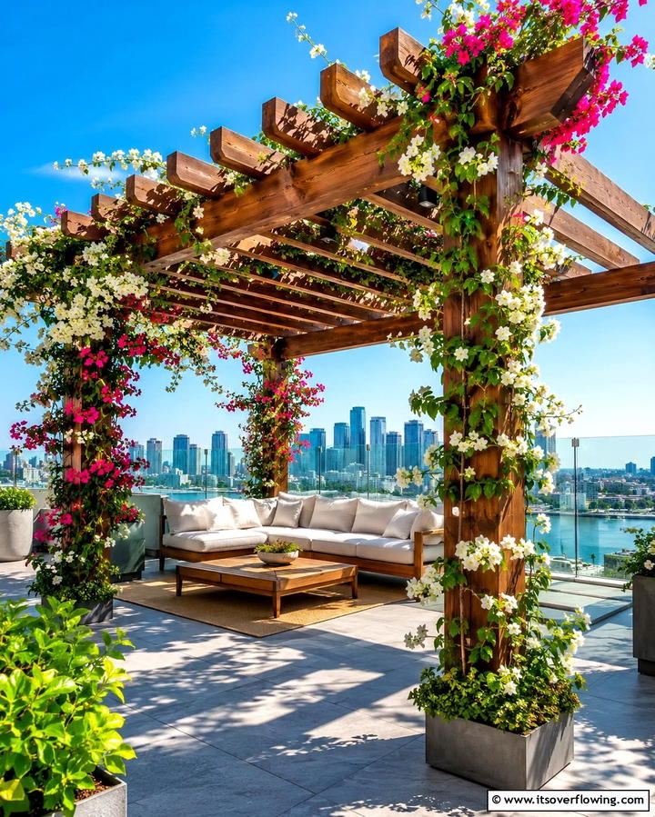 Pergolas with Climbing Plants - 25 Rooftop Garden Ideas for Urban Green Spaces