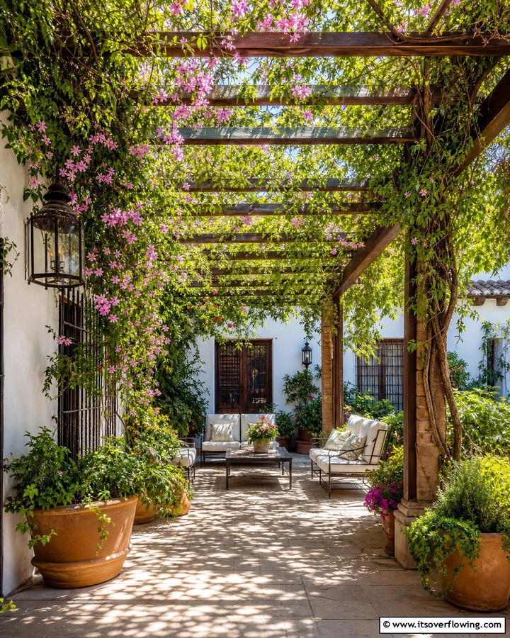 Pergolas with Climbing Vines - 25 Spanish Courtyard Ideas for a Mediterranean Oasis