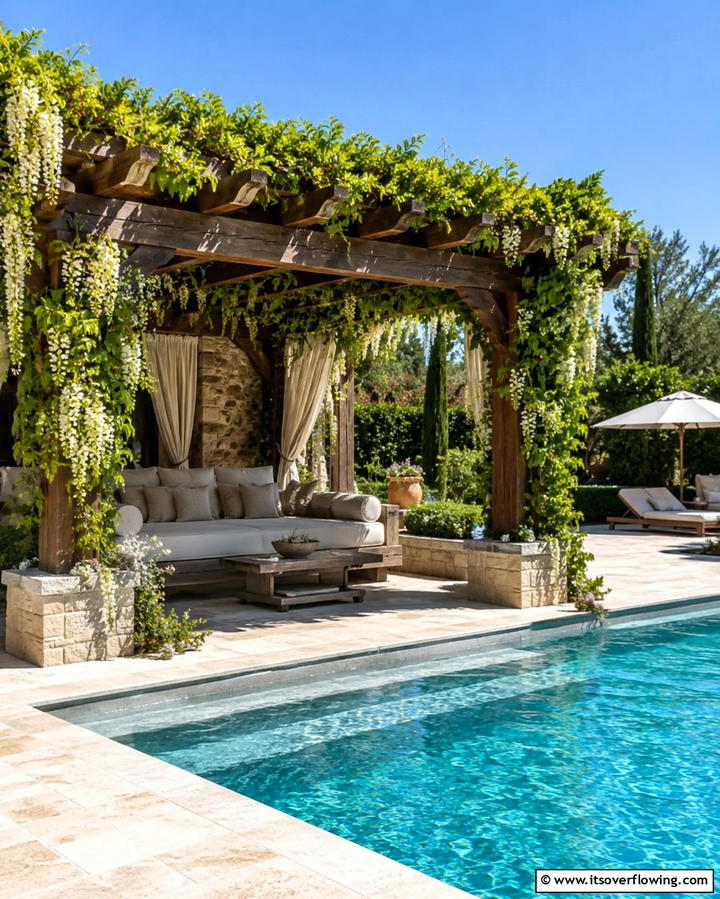 Pergolas with Climbing Vines - 30 Mediterranean House Exterior Ideas for Coastal Charm