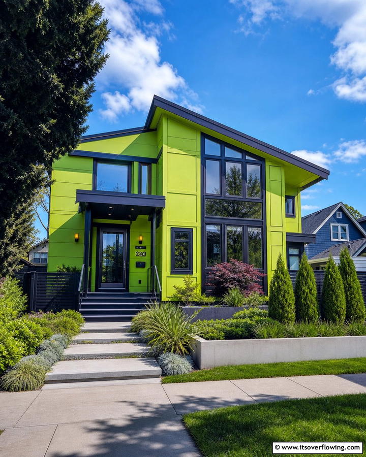 Peridot Playfulness - 20 Light Green House Exterior Ideas for a Fresh Facade