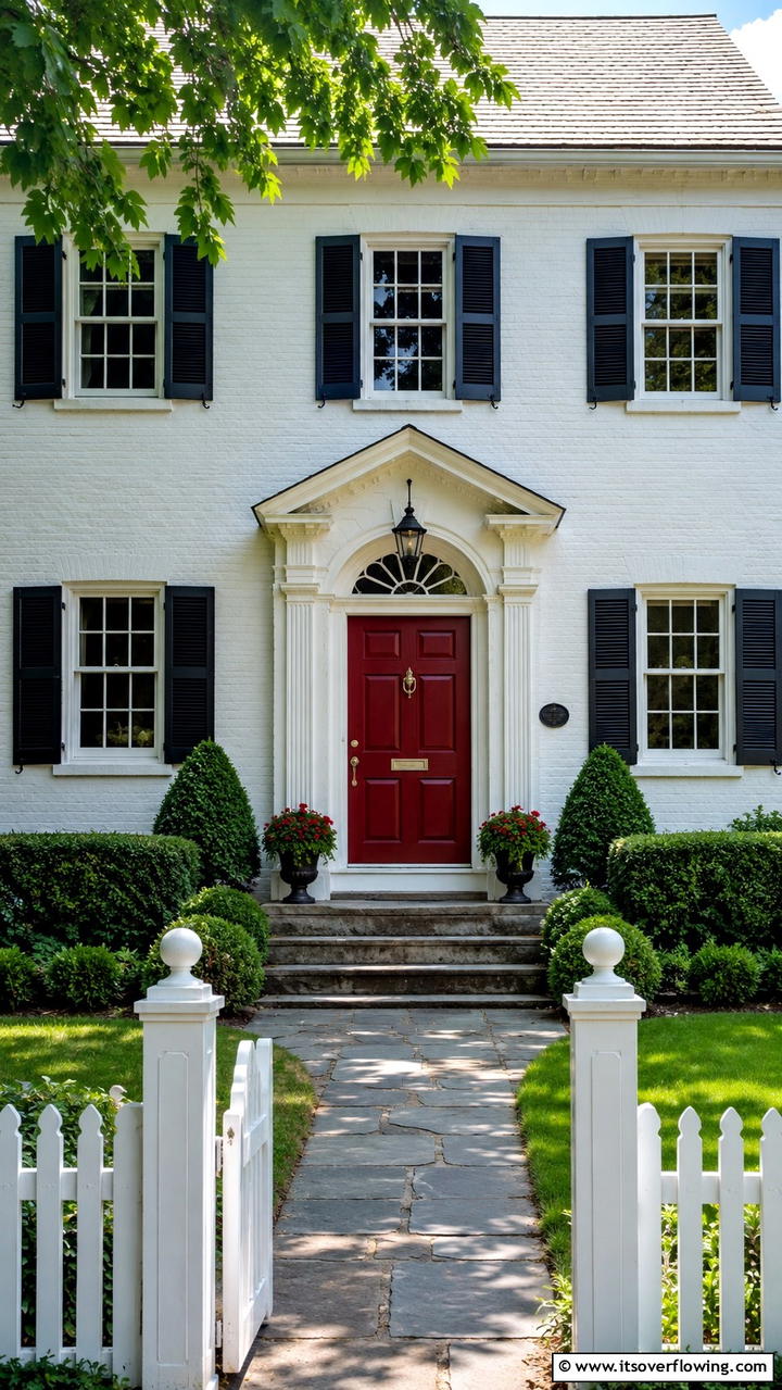 Period Style Shutters - 30 Colonial Front Door Ideas to Enhance Your Home’s Charm