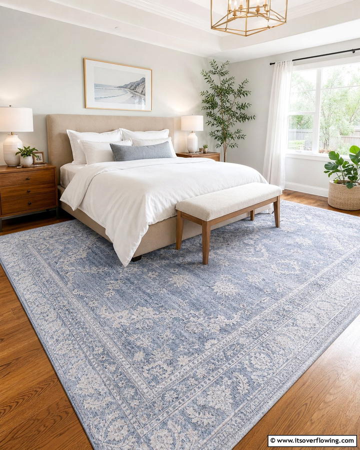 Periwinkle Area Rug - 20 Periwinkle Bedroom Ideas for a Calming Retreat