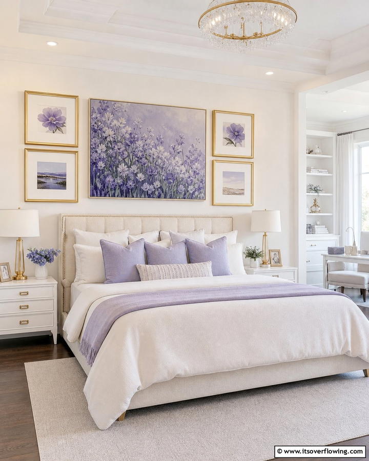 Periwinkle Artwork and Wall Decor - 20 Periwinkle Bedroom Ideas for a Calming Retreat
