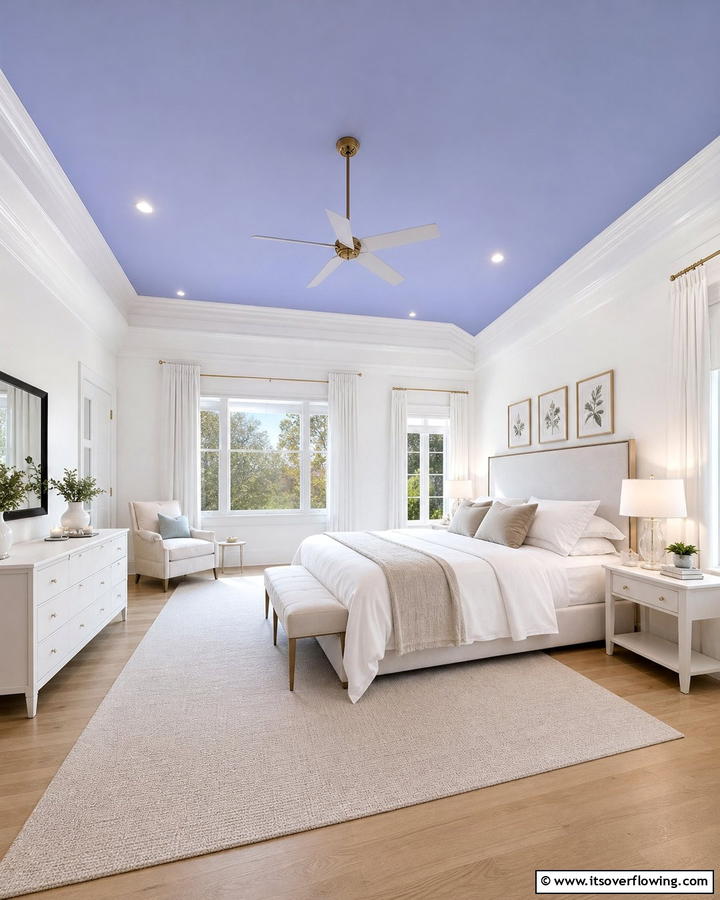 Periwinkle Ceiling for Subtle Drama - 20 Periwinkle Bedroom Ideas for a Calming Retreat
