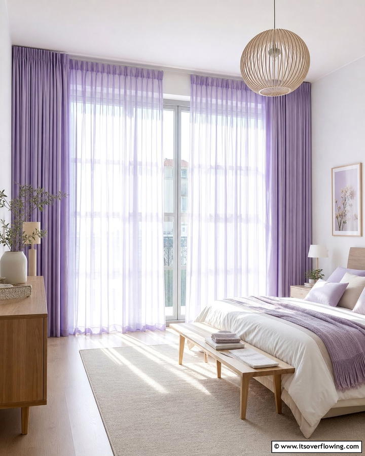 Periwinkle Curtains for a Soft Touch - 20 Periwinkle Bedroom Ideas for a Calming Retreat