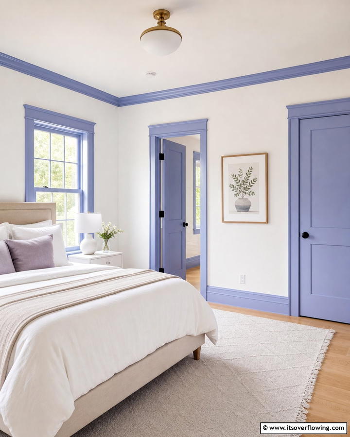 Periwinkle Painted Trim - 20 Periwinkle Bedroom Ideas for a Calming Retreat