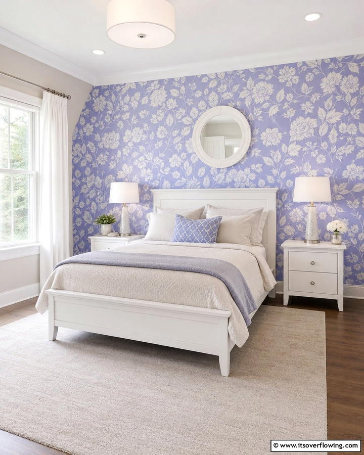 Periwinkle Wallpaper for a Bold Statement - 20 Periwinkle Bedroom Ideas for a Calming Retreat