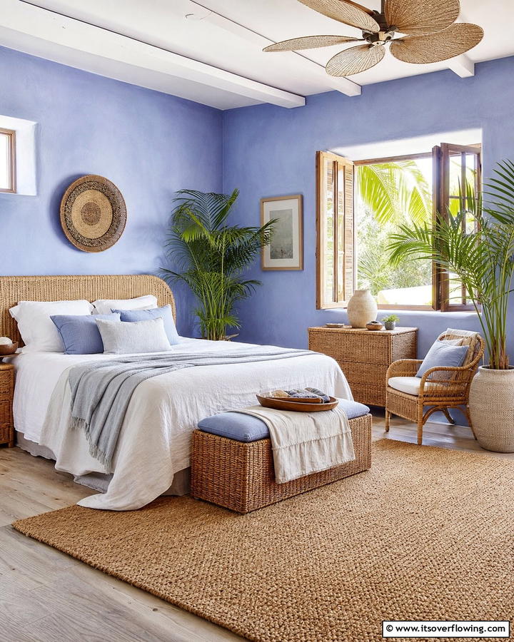 Periwinkle and Natural Textures - 20 Periwinkle Bedroom Ideas for a Calming Retreat