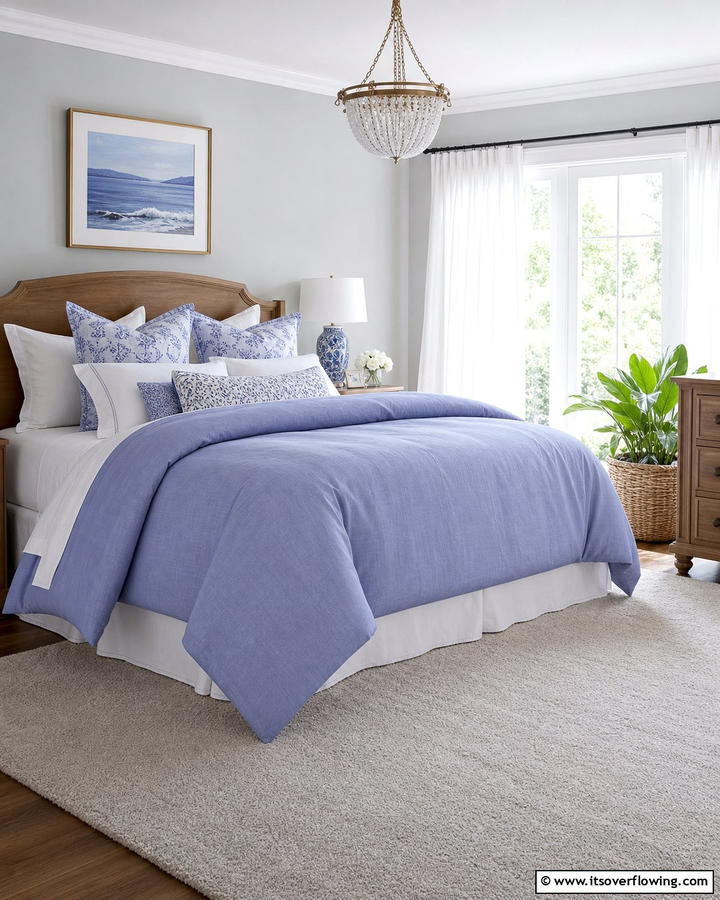 Periwinkle and White Bedding - 20 Periwinkle Bedroom Ideas for a Calming Retreat