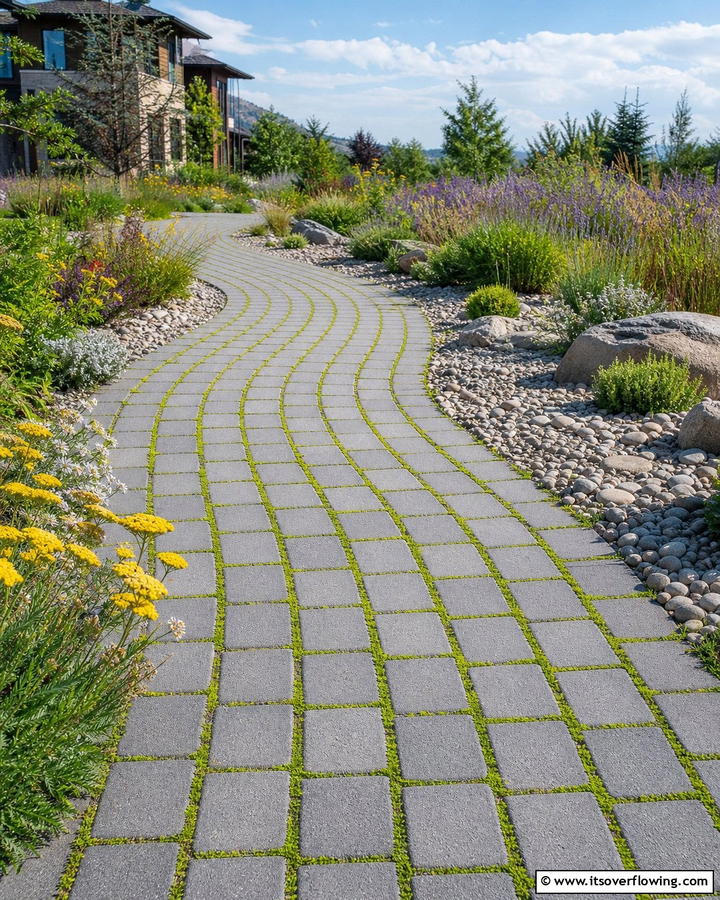 Permeable Grey Paver Walkway - 20 Grey Paver Walkway Ideas for a Modern Landscape