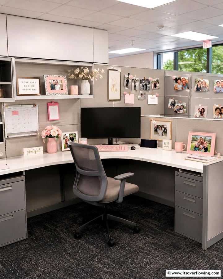 Personalize with Family Photos - 25 Cubicle Decor Ideas to Personalize Your Workspace