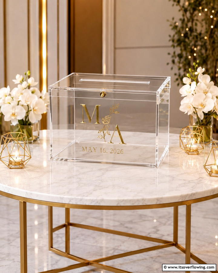 Personalized Acrylic Card Box - 30 Creative Wedding Card Box Designs for Guests
