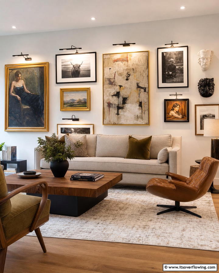 Personalized Art Displays - 21 Cozy Living Room Ideas for Warm & Inviting Spaces