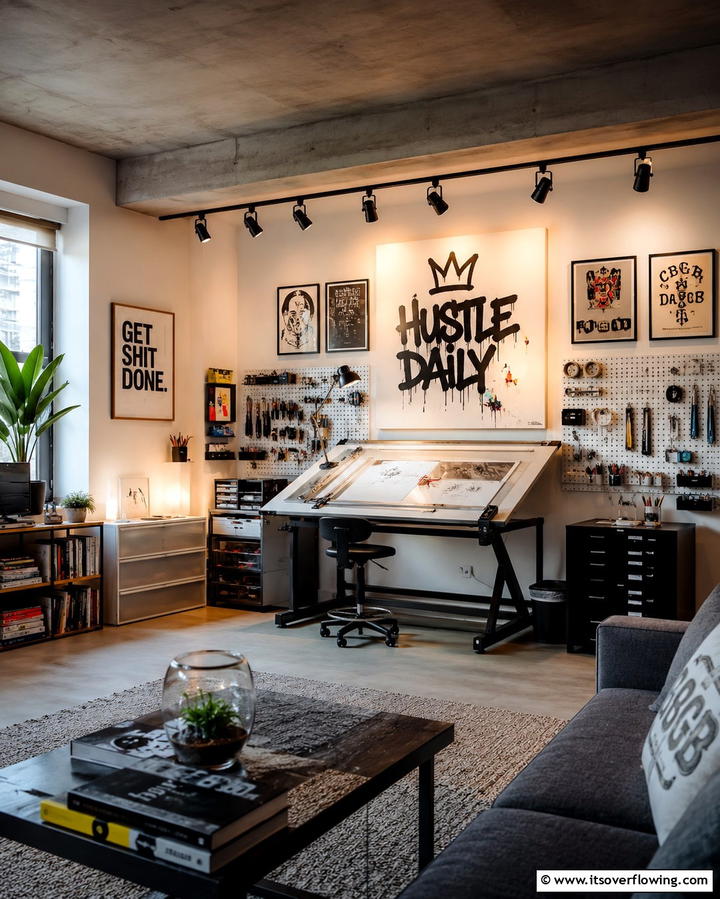 Personalized Art Space - 30 Bachelor Room Ideas for Modern Masculine Spaces