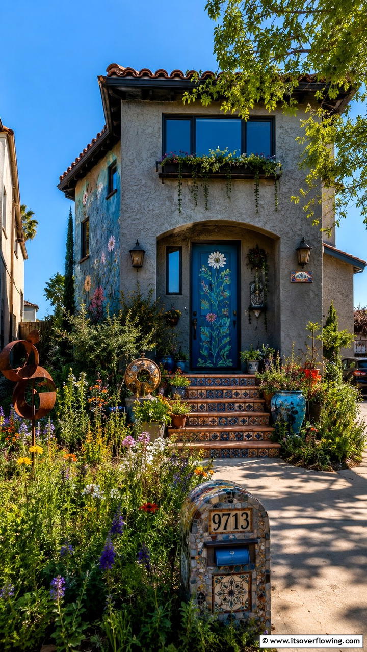 Personalized Artistic Touches - 30 Grey House With Blue Door Ideas- Charming Curb Appeal