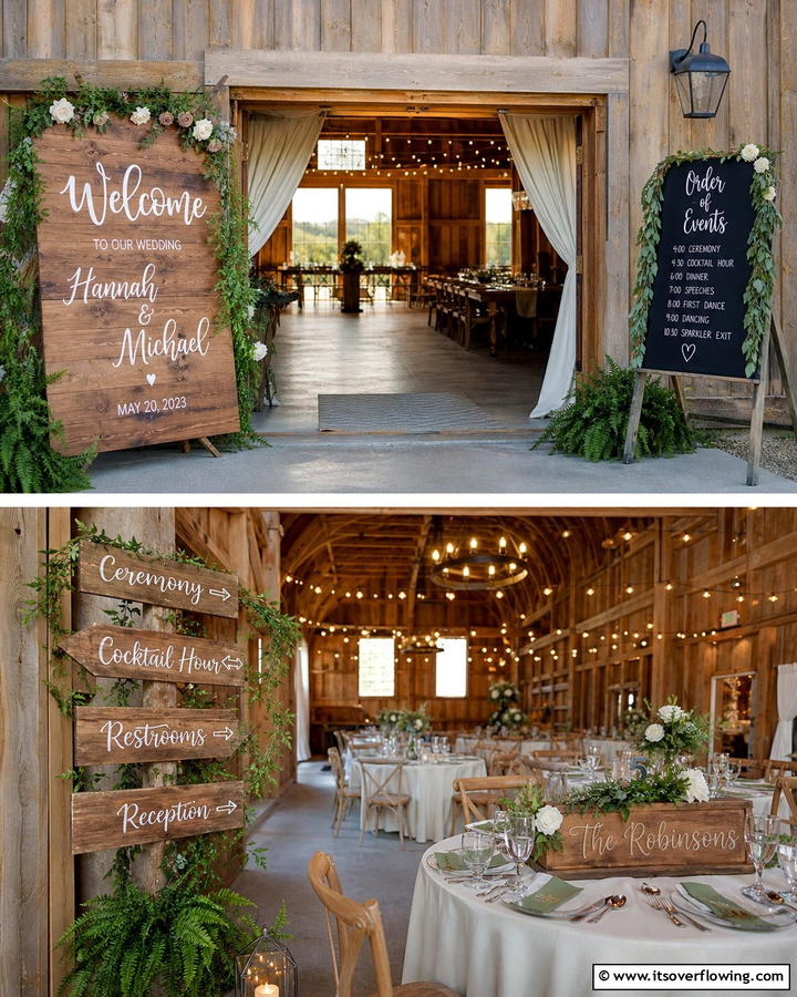 Personalized Barn Signage - 21 Barn Wedding Ideas for a Rustic and Romantic Celebration