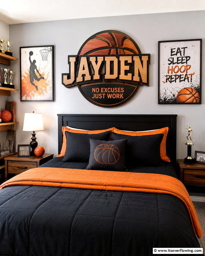 Personalized Basketball Name Sign - 25 Fun Basketball Room Decor Ideas for Sports Fans