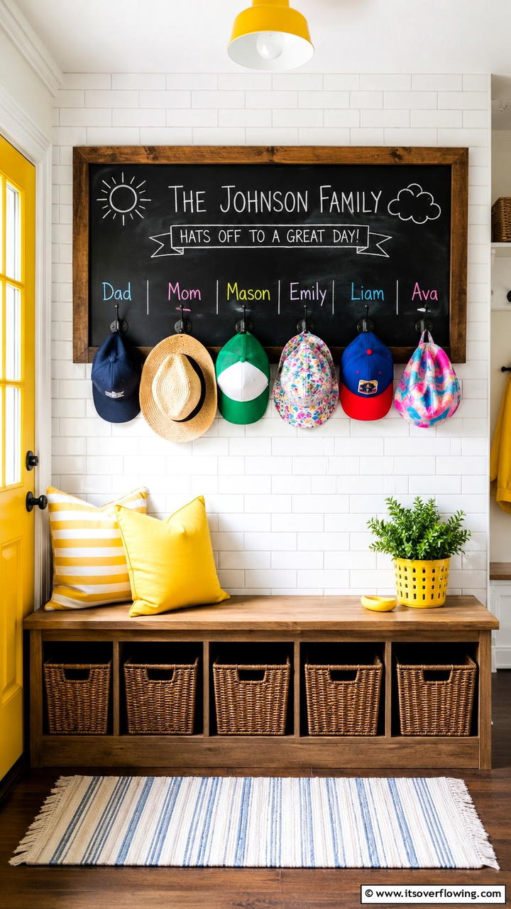 Personalized Chalkboard Hat Rack - 30 Creative Hat Rack Ideas for Organized Entryways