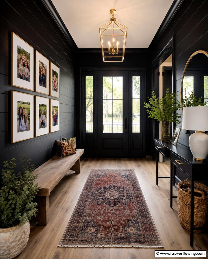 Personalized Creative Touches - 30 Black Hallway Ideas for Dramatic and Sophisticated Spaces