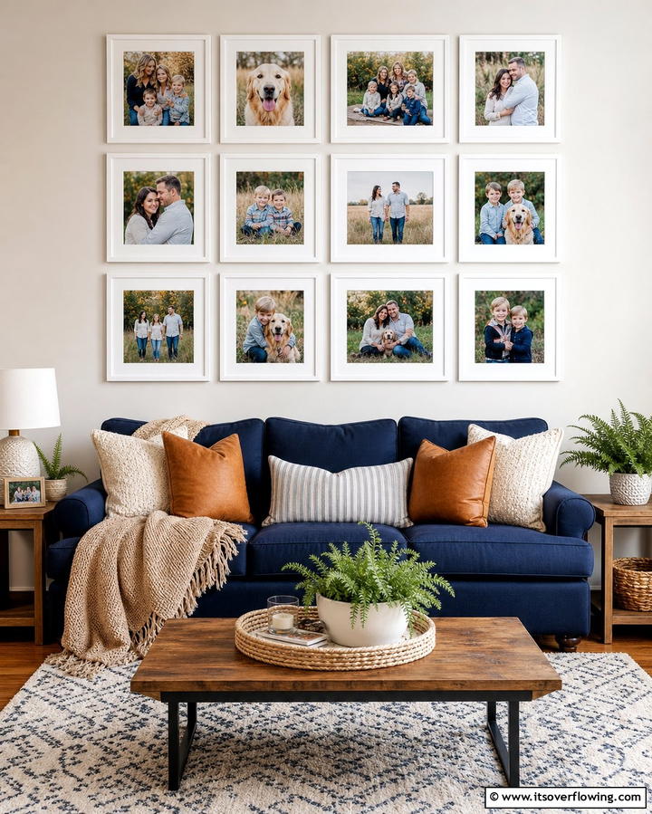 Personalized Family Portrait Wall - 30 Living Room Wall Decor Ideas to Elevate Your Space