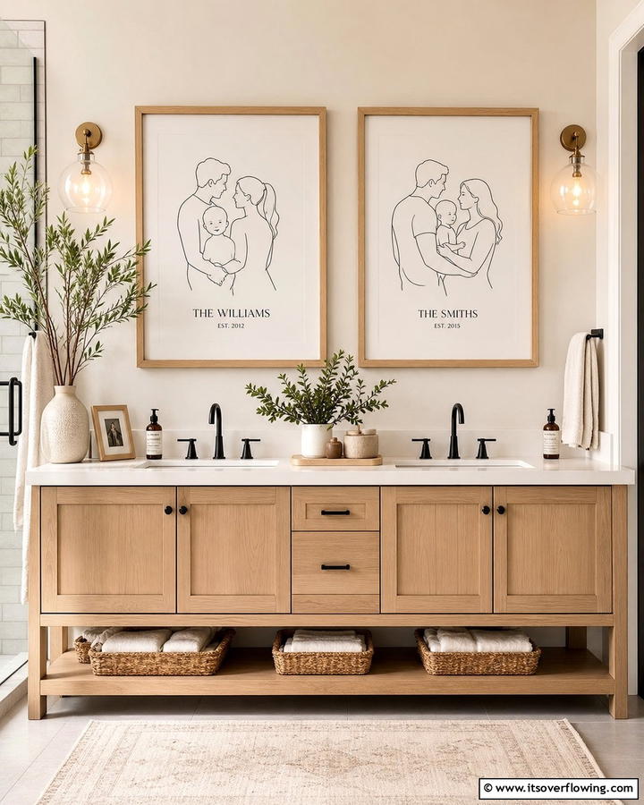 Personalized Family Portraits - 30 Bathroom Art Ideas to Elevate Your Walls with Personality