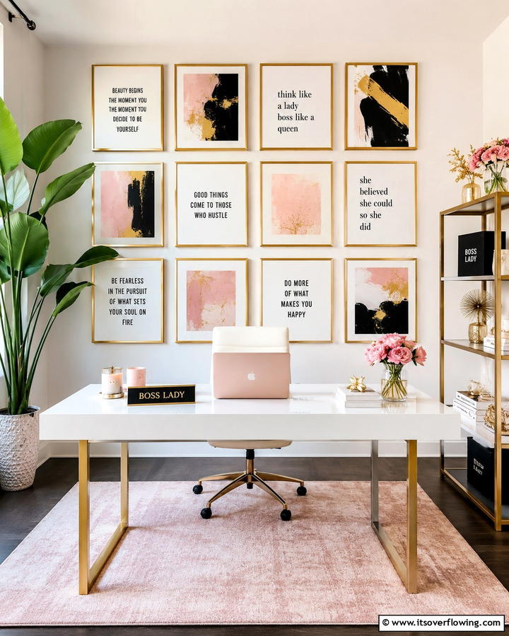 Personalized Gallery Wall - 30 Home Office Ideas Designed Specifically for Her