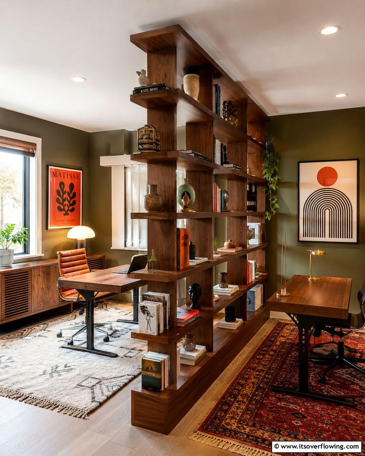 Personalized Office Zones with Dividers - 25 Home Office for Couples Ideas and Designs