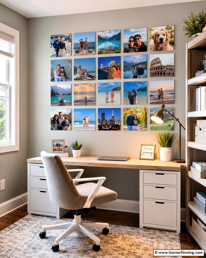 Personalized Photo Collage - 25 Office Wall Decor Ideas to Inspire Creativity