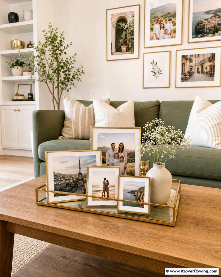 Personalized Photo Display - 20 Coffee Table Centerpiece Ideas for Stylish Living Rooms
