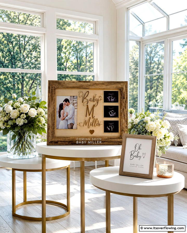 Personalized Photo Frame Centerpiece - 30 Baby Shower Centerpiece Ideas for Adorable Themes