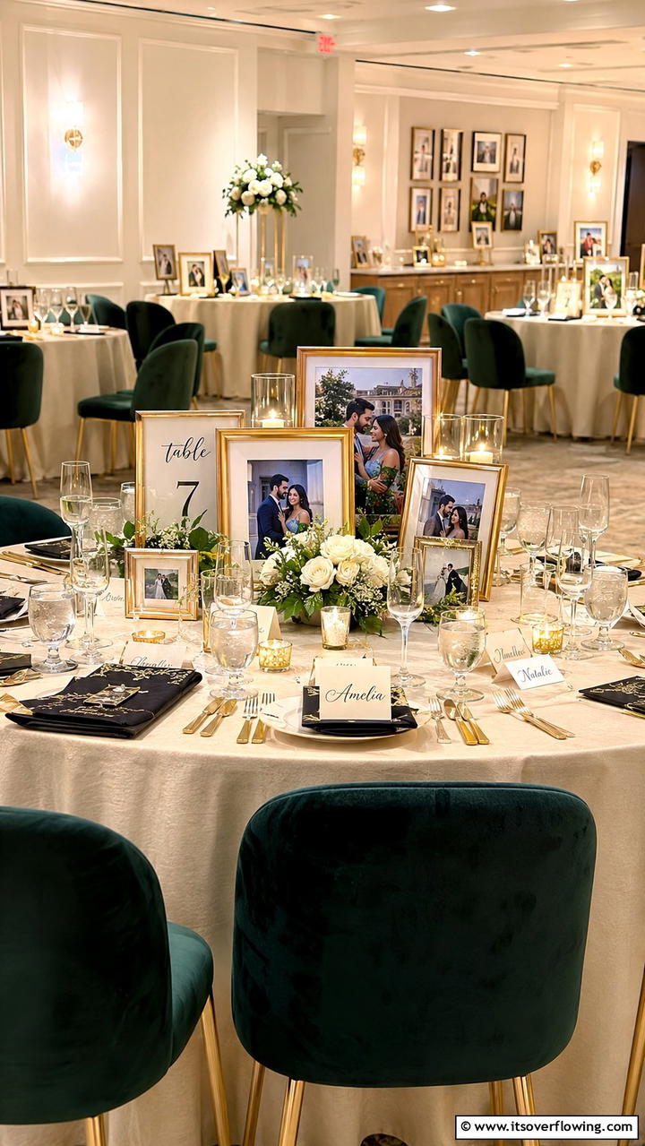 Personalized Photo Table Display - 21 Wedding Table Decoration Ideas for Memorable Celebrations