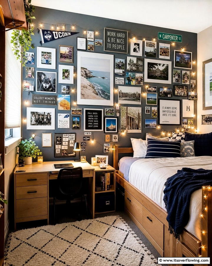 Personalized Photo Wall - 25 Boys Dorm Room Ideas for Stylish Spaces