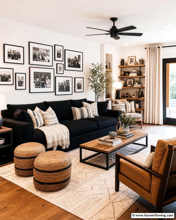 Personalized Retreat - 21 Living Room Ideas With Black Couches- Modern Style