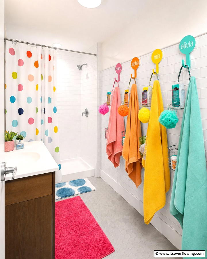 Personalized Shower Hooks - 25 Dorm Bathroom Ideas to Maximize Space and Style