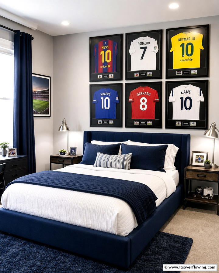 Personalized Soccer Jerseys Display - 30 Sporty Soccer Bedroom Ideas for Young Athletes