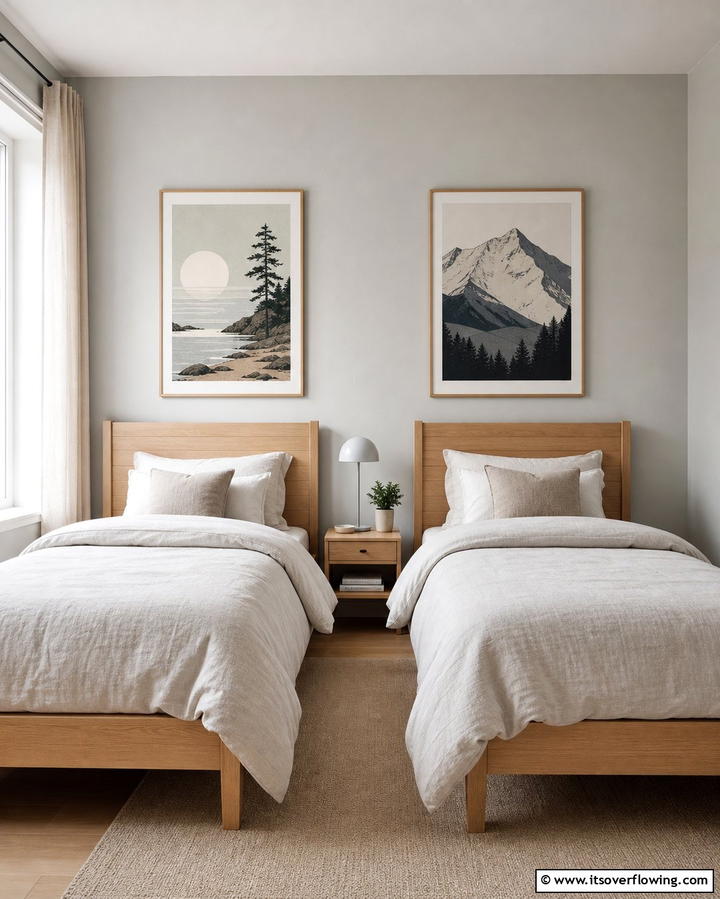 Personalized Wall Art Above Each Bed - 25 Twin Bedroom Ideas for Shared Spaces