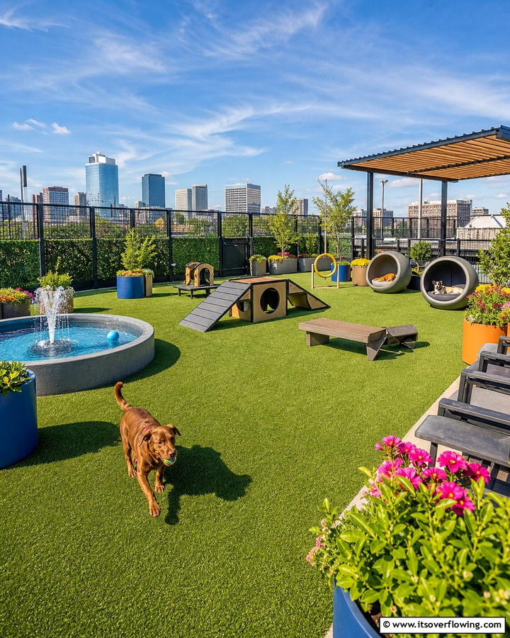 Pet Friendly Play Area - 21 Rooftop Deck Layouts for Urban Outdoor Entertainment Areas