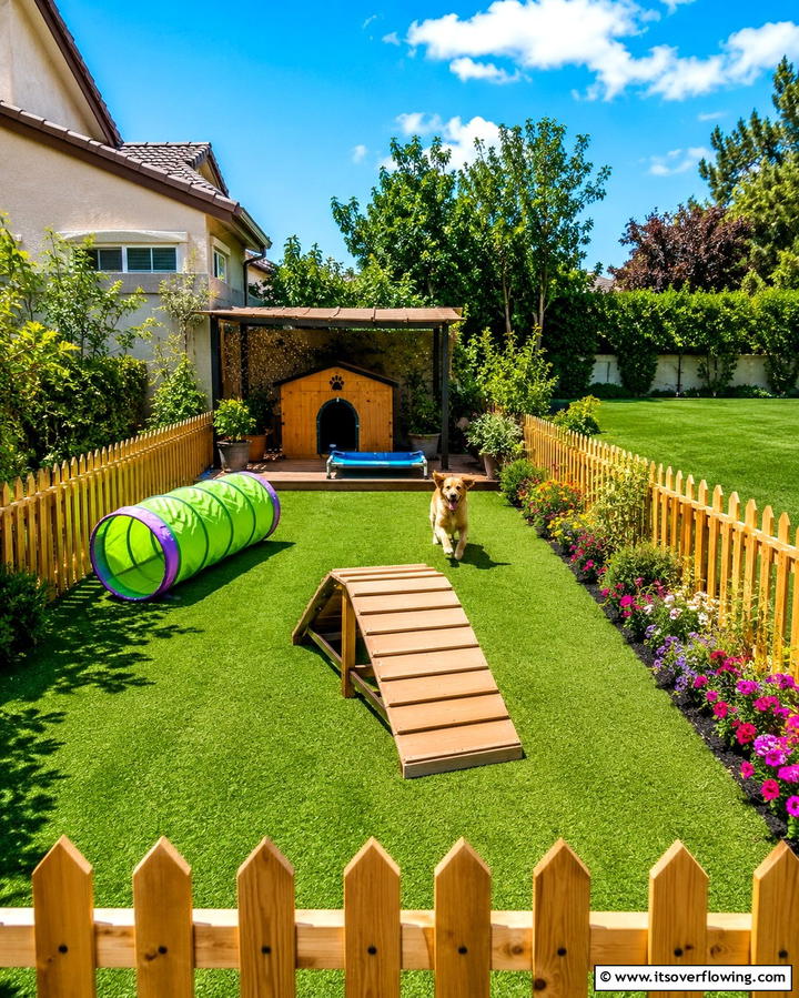 Pet Friendly Play Area - 20 Creative L-Shaped Backyard Ideas for Small Spaces