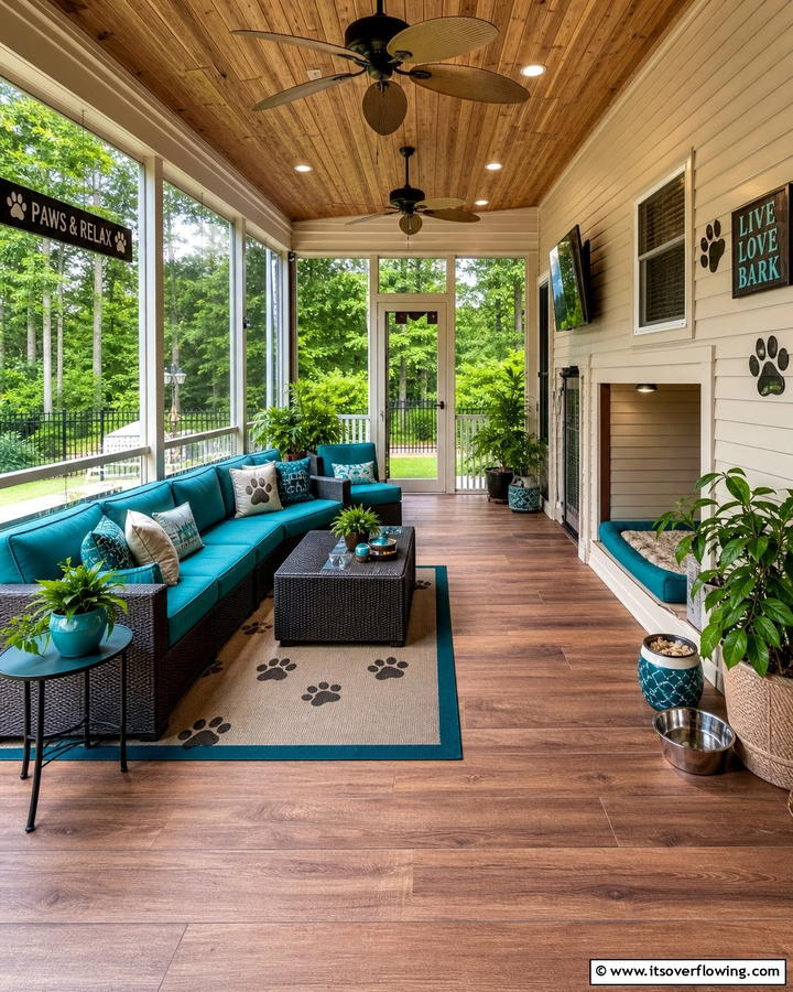 Pet Friendly Porch Paradise - 21 Screened-in Porch Ideas for Year-Round Outdoor Living